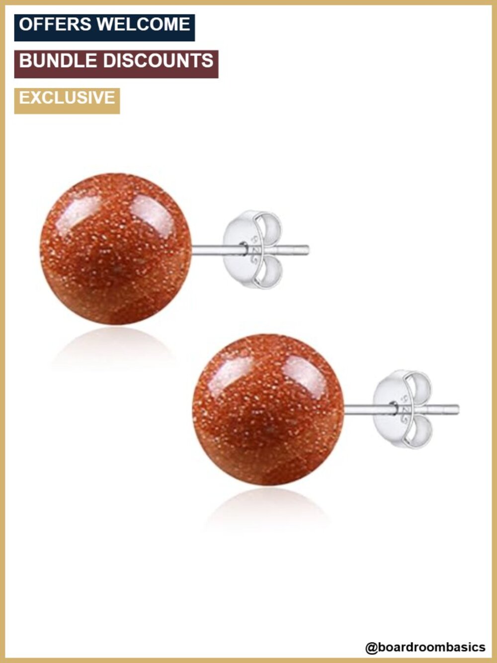 Tiger Eye Stud Earrings 8mm Ball Sterling Silver Handmade Gemstone